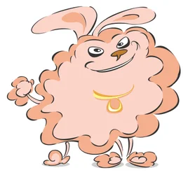 Pompom-Pudel - Karikatur